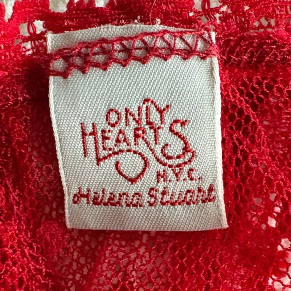 Only Hearts Sheer Red Polka Dot Lace Bralette and Brief Set Size Large